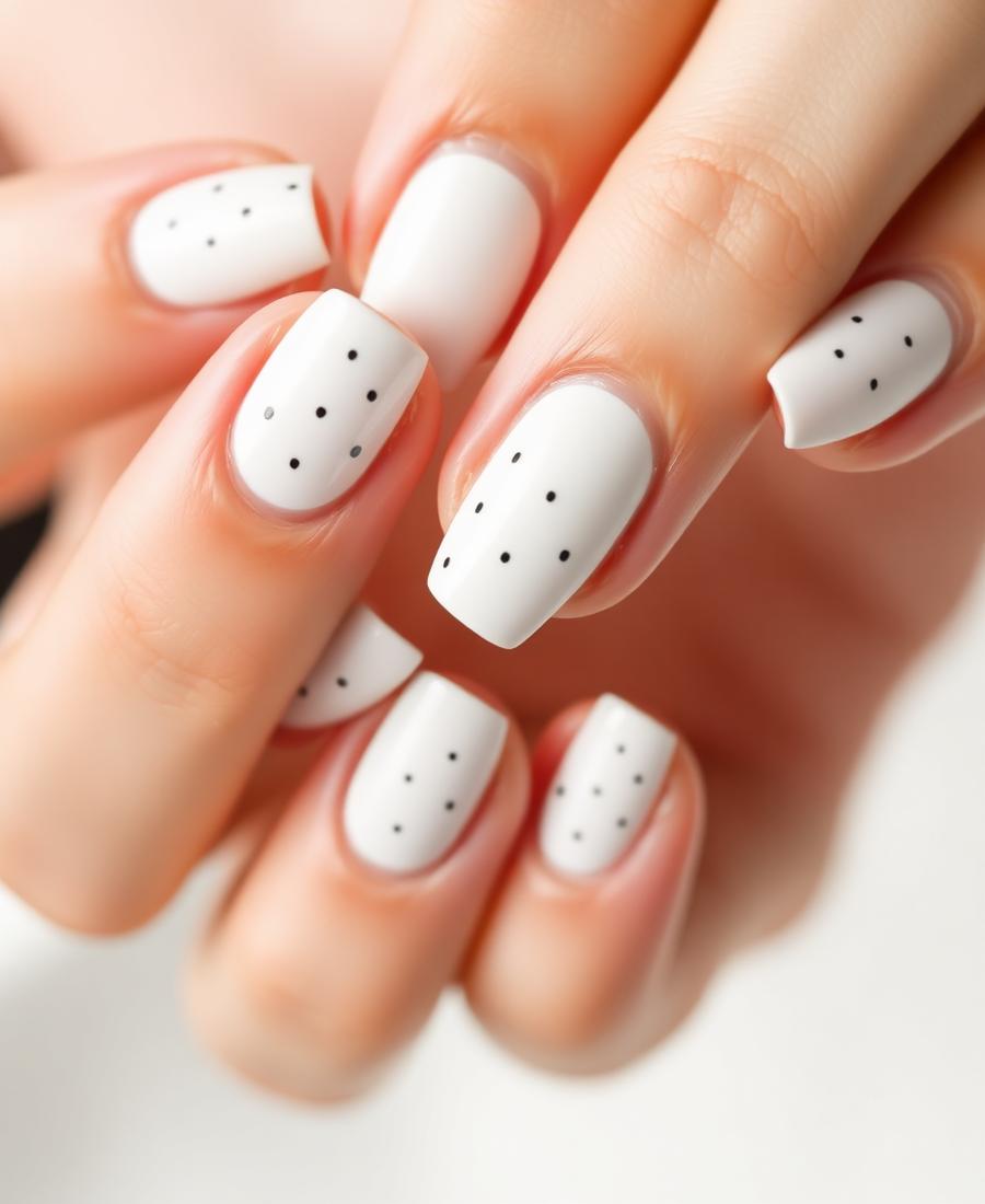 European manicure Putnam County NY polka dot design